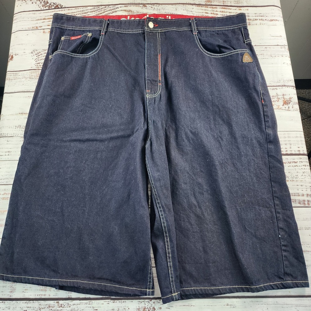 Akademiks Mens Size 50 Baggy Denim Shorts Blue Y2K Hip Hop Raw Jorts Loose Fit